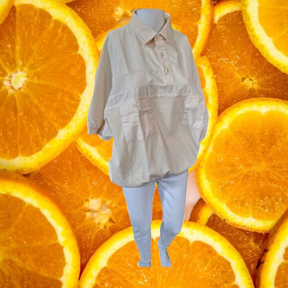 Vintage Palmerland Cream Short Sleeve Ribbed Polo‎ Golf Shirt Size Large - Picture 1 of 7